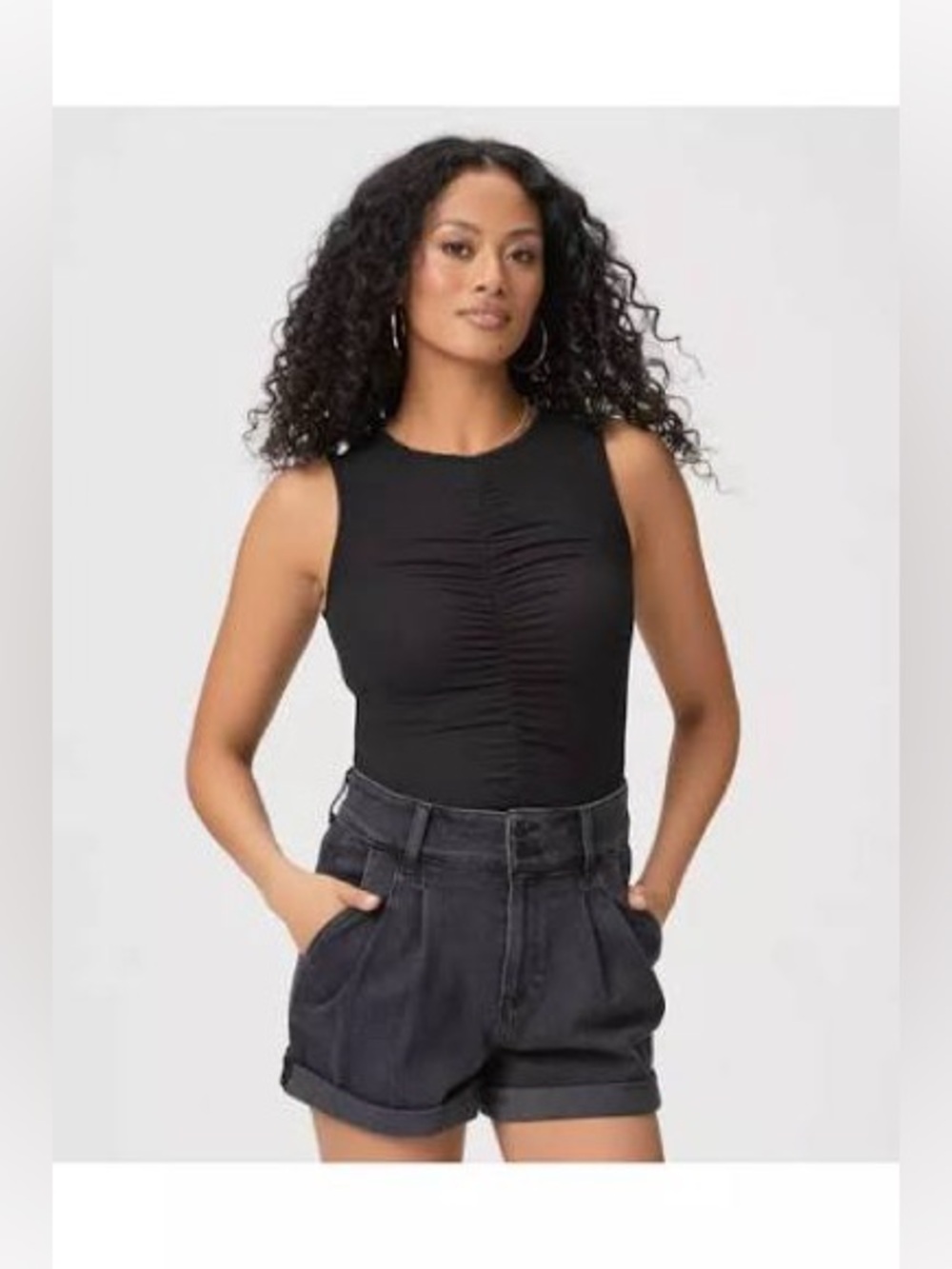 PAIGE Beth Denim Shorts. Black Lotus No Whiskers. 28
